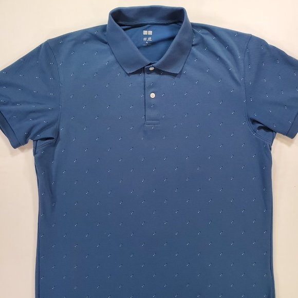 Uniqlo Dry-Ex Shirt Men XL Navy Blue Regular Fit Preppy Casual Performance Polo - Picture 5 of 13